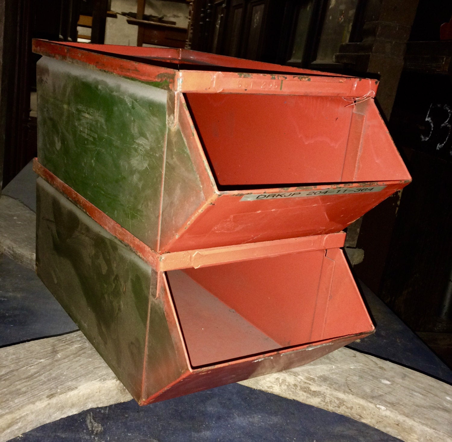 Vintage Industrial Stacking Metal Storage Bins 1950s Stackbin for sizing 1500 X 1466