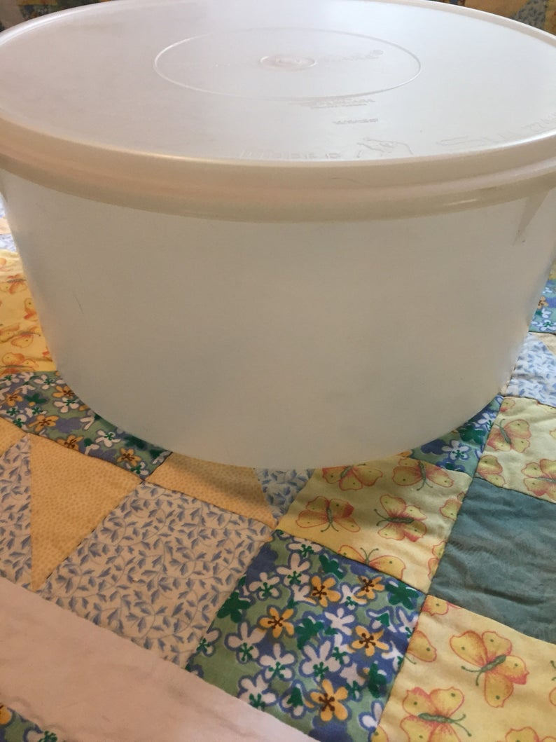 Vintage Large Round Tupperware Storage Container With Lid Bowl Etsy intended for size 794 X 1059