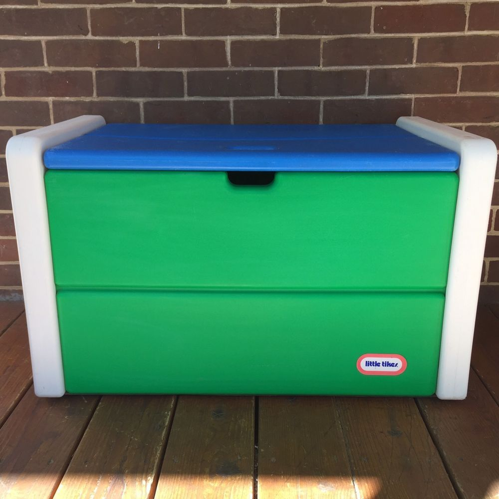 Vintage Little Tikes Child Size Blue Green White Toy Box Toybox in measurements 1000 X 1000