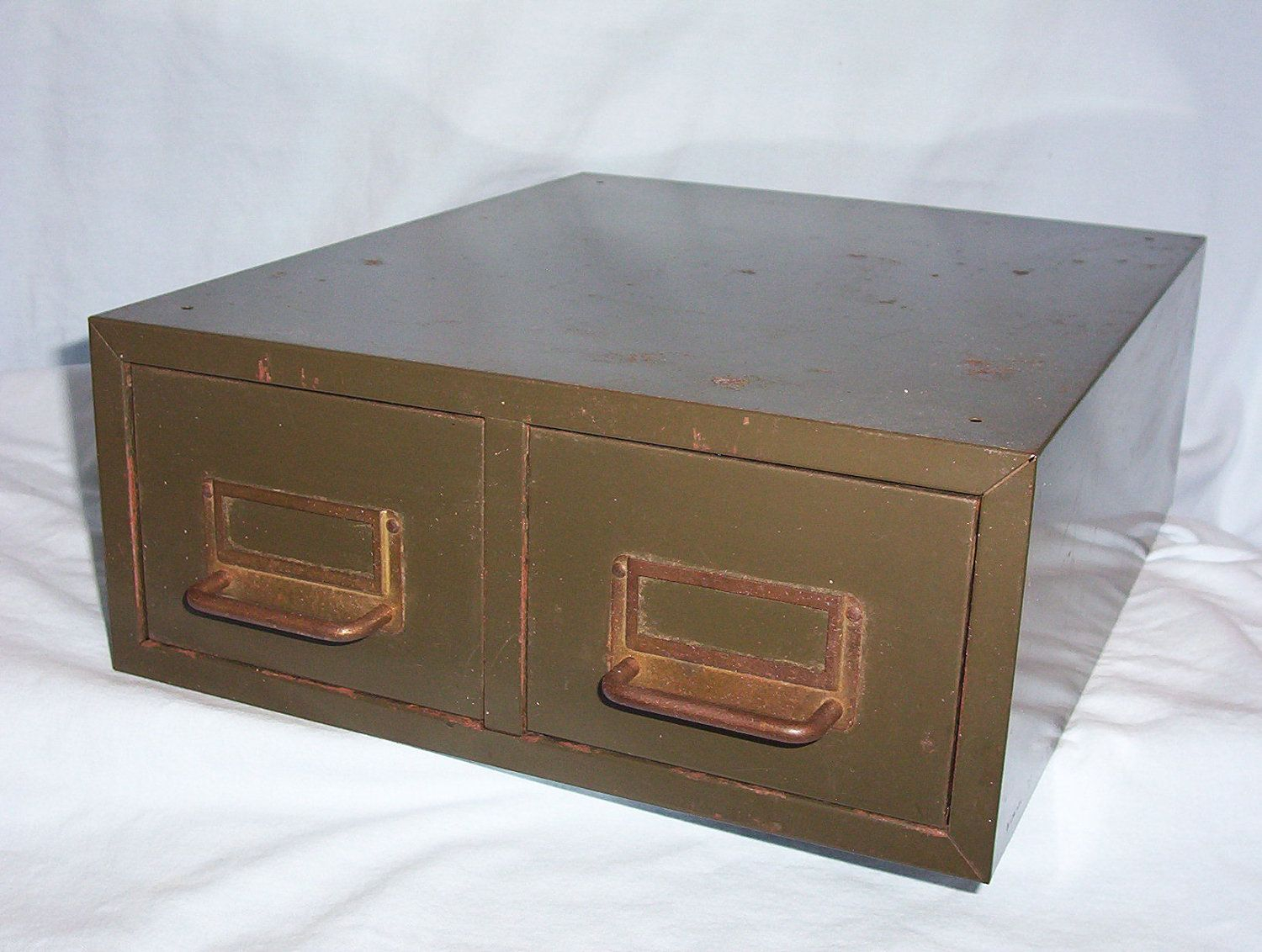 Vintage Metal Industrial Card File Cabinet 2 Drawers Collectibles within measurements 1500 X 1132