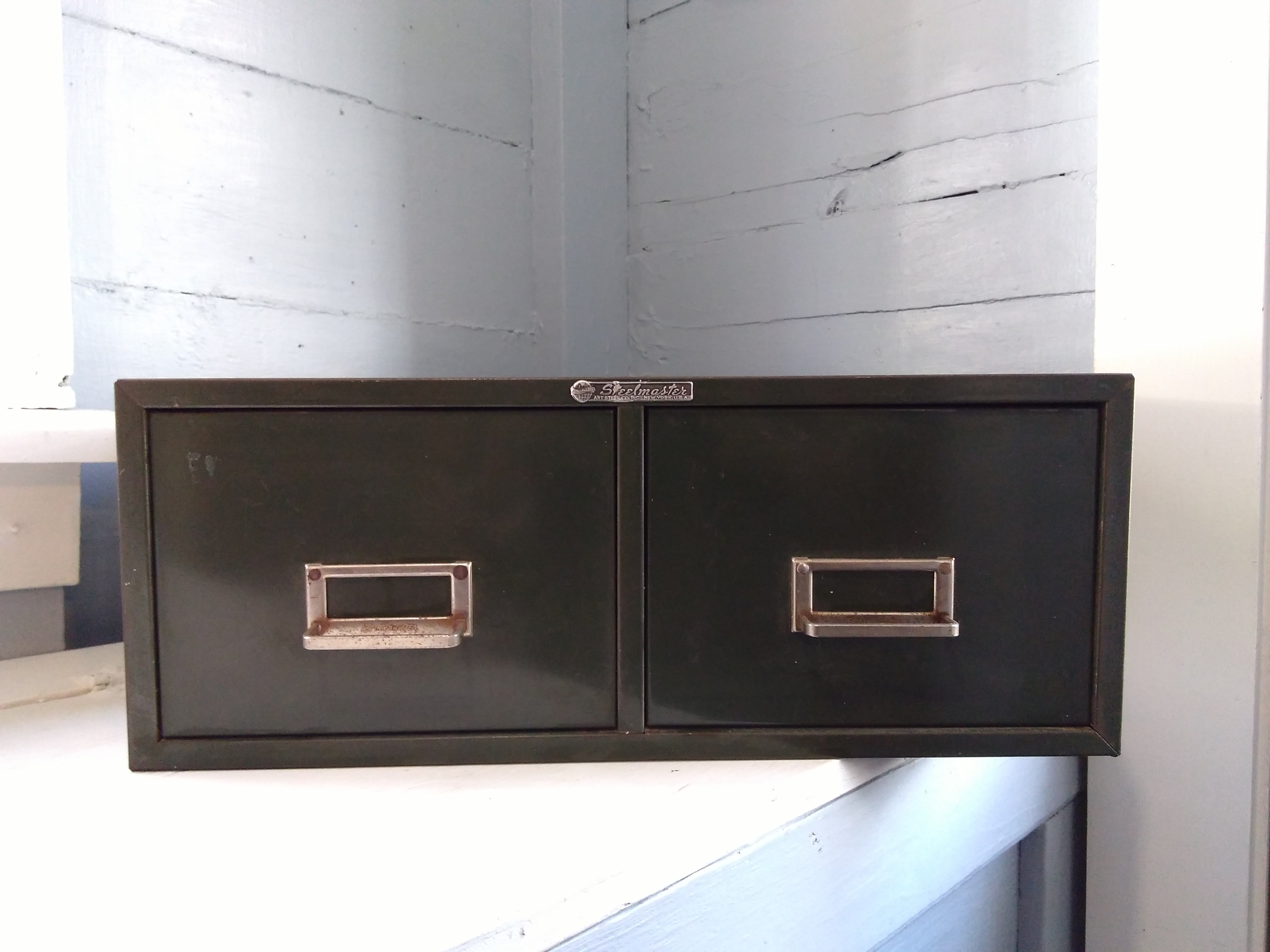 Vintage Metal Two Drawer Filing Cabinet For 5x8 Index Cards in size 3000 X 2250