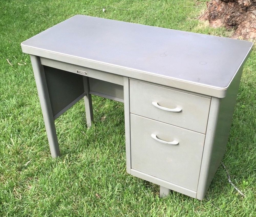 Vintage Mid Century Mini Tanker Industrial Desk Steel Haskell Metal within proportions 1000 X 846