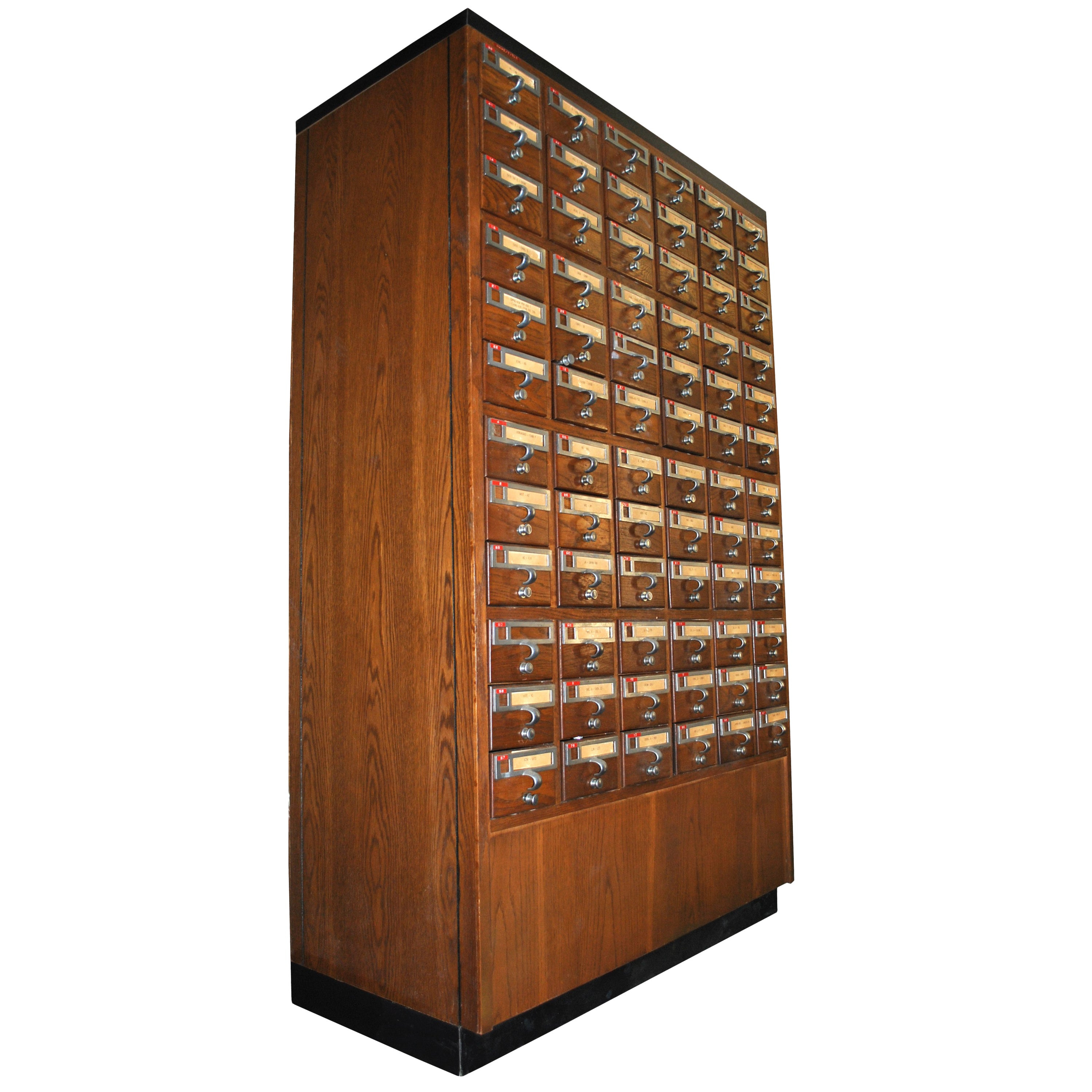 Vintage Midcentury Library 72 Drawer Walnut Card File Cabinet For intended for measurements 3000 X 3000