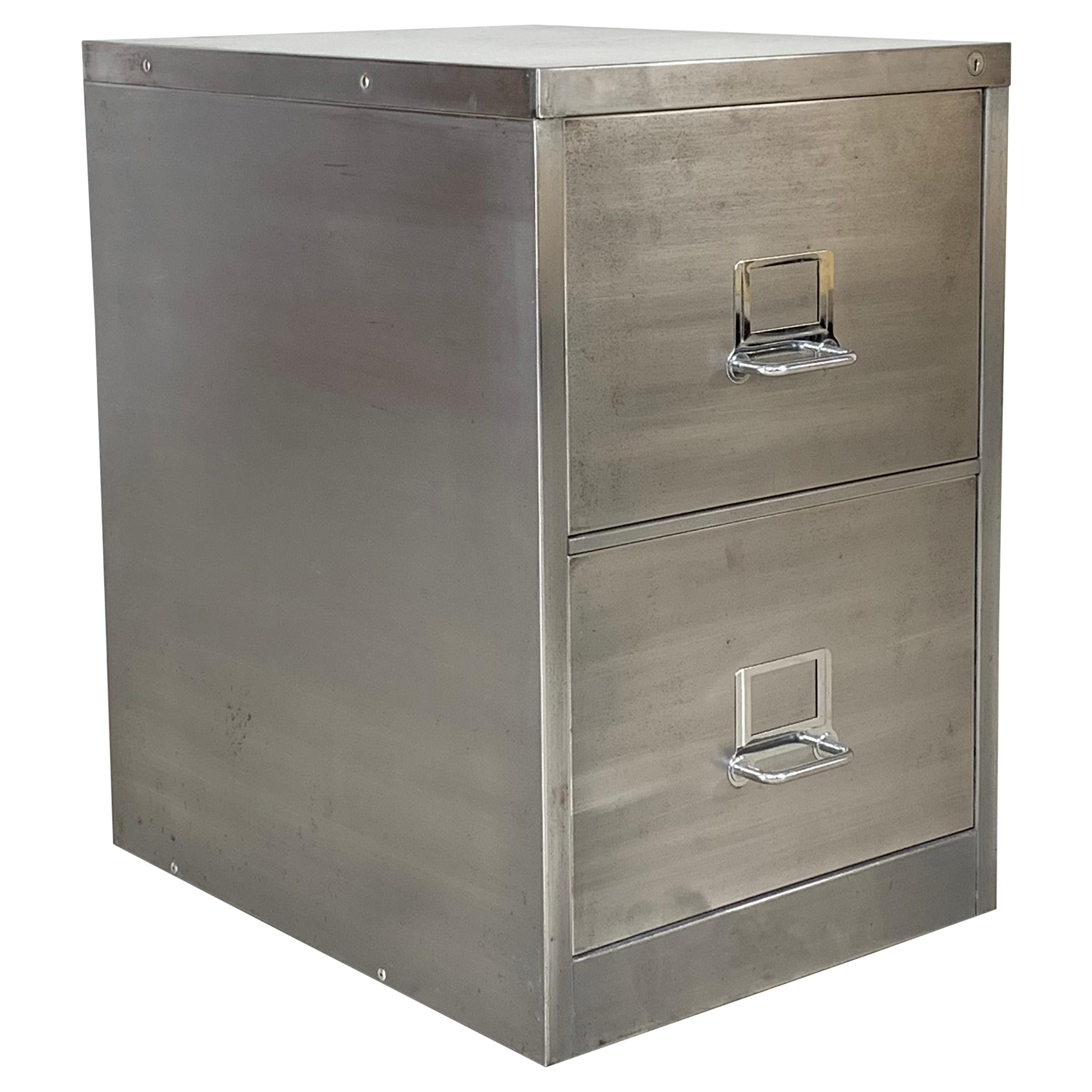 Vintage Stripped And Polished Steel Two Drawer Filing Cabinet For pertaining to dimensions 3000 X 3000