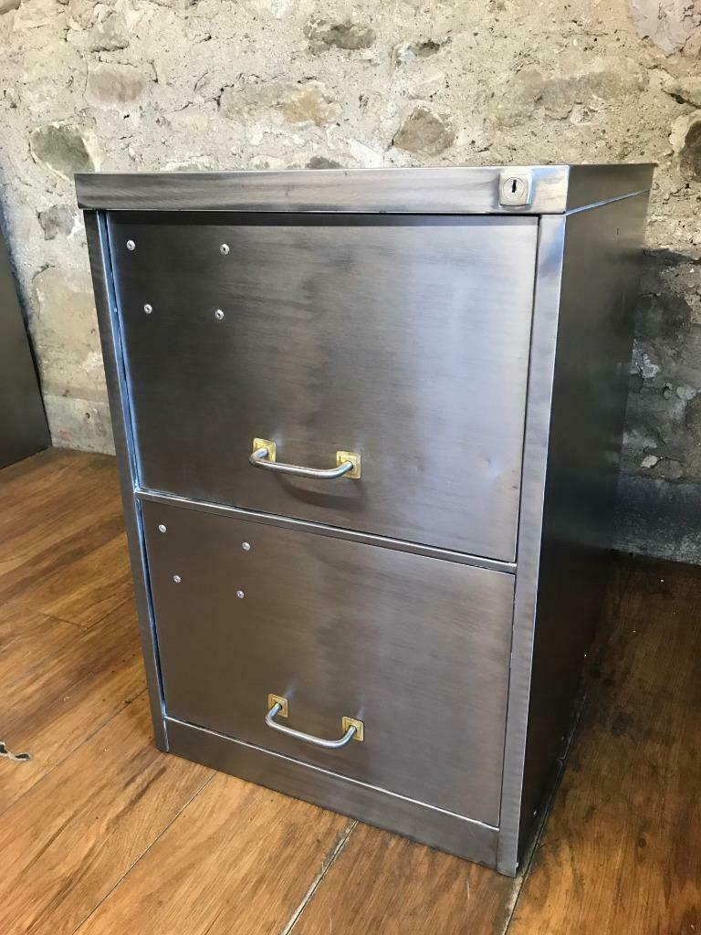 Vintage Stripped Metal 2 Drawer Filing Cabinet With Foolscap Hanging throughout sizing 768 X 1024