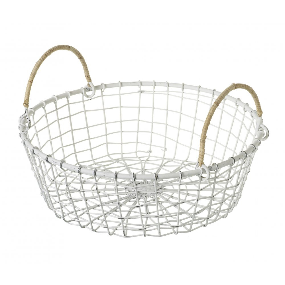 Vintage Style Round White Wire Basket for proportions 1000 X 1000