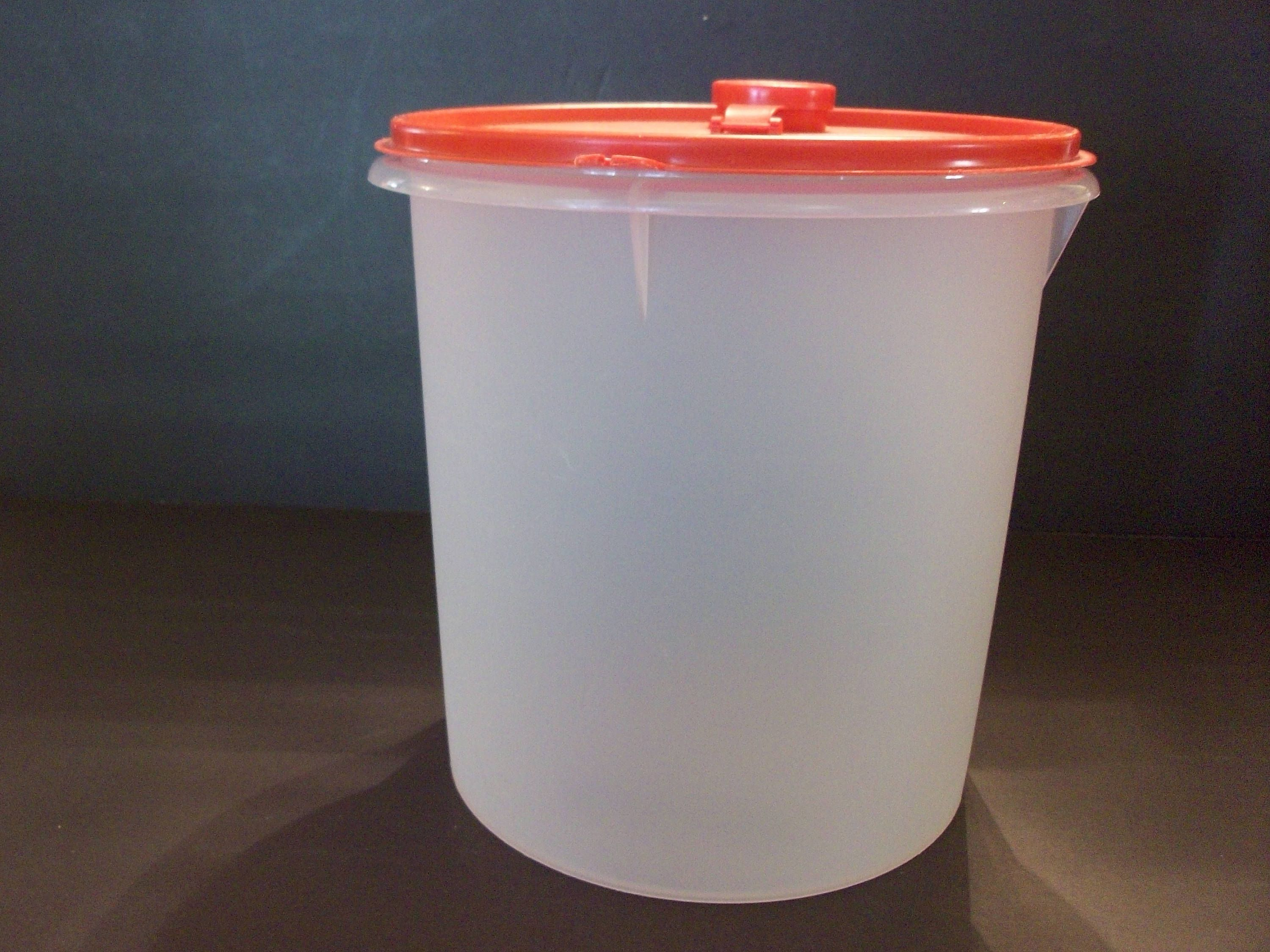 Vintage Tupperware Large Round Container With Red Pour N Go Seal pertaining to sizing 3000 X 2250