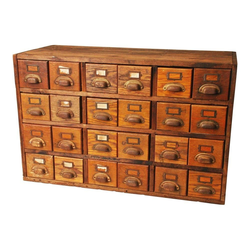 Vintage Wood Card Catalog File 24 Drawer Cabinet Industrial Storage with size 1000 X 1000