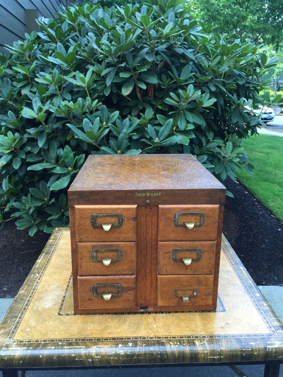 Vintage Wood Library Card Cabinet Shaw Walker Card Box Antique inside proportions 1125 X 1500