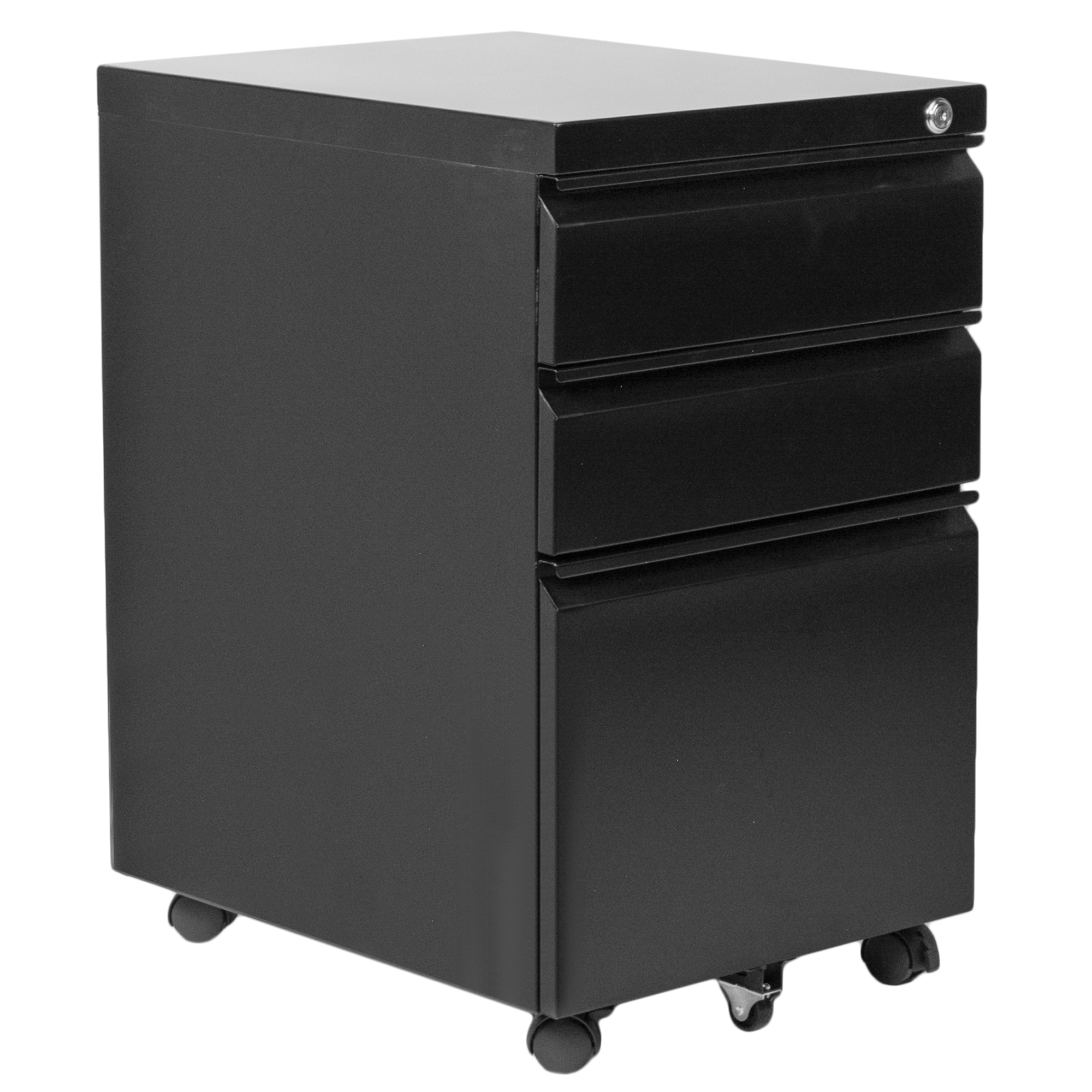 Vivo Black 3 Drawer Mobile File Cabinet With Lock Rolling Pedestal intended for sizing 2000 X 2000