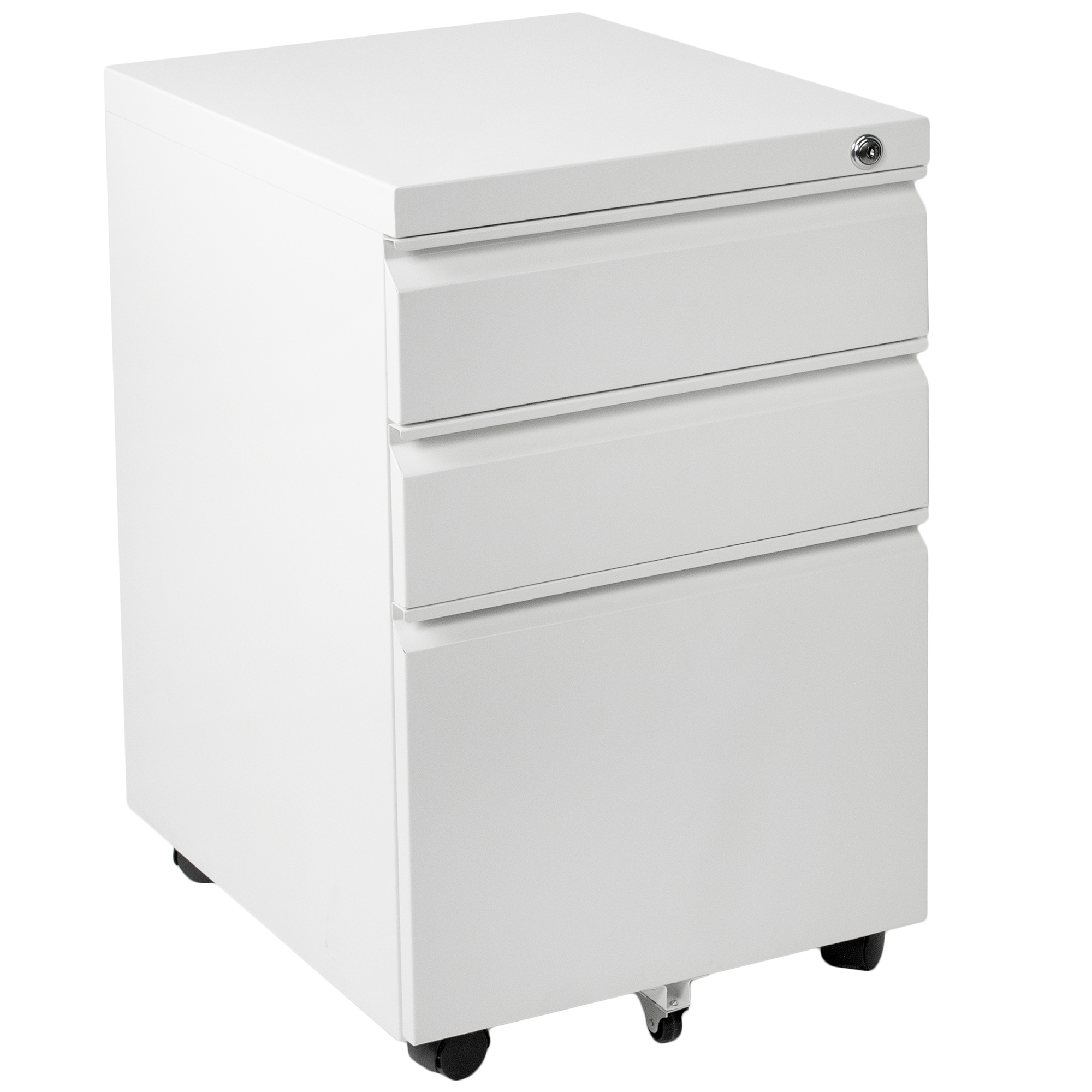 Vivo White 3 Drawer Mobile File Cabinet With Lock Rolling Pedestal inside measurements 2000 X 2000