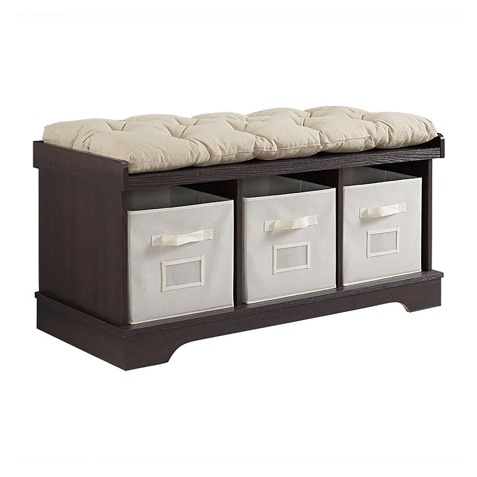 Walker Edison 42 In Wood Storage Bench With Totes And Cushion In regarding sizing 1600 X 1600