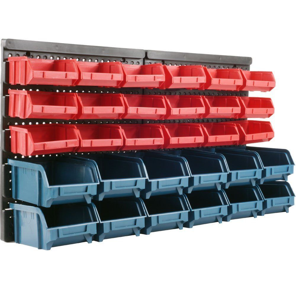 Wall Mounted 30 Bin Plastic Rack Box Storage Organizer Garage regarding measurements 1000 X 1000