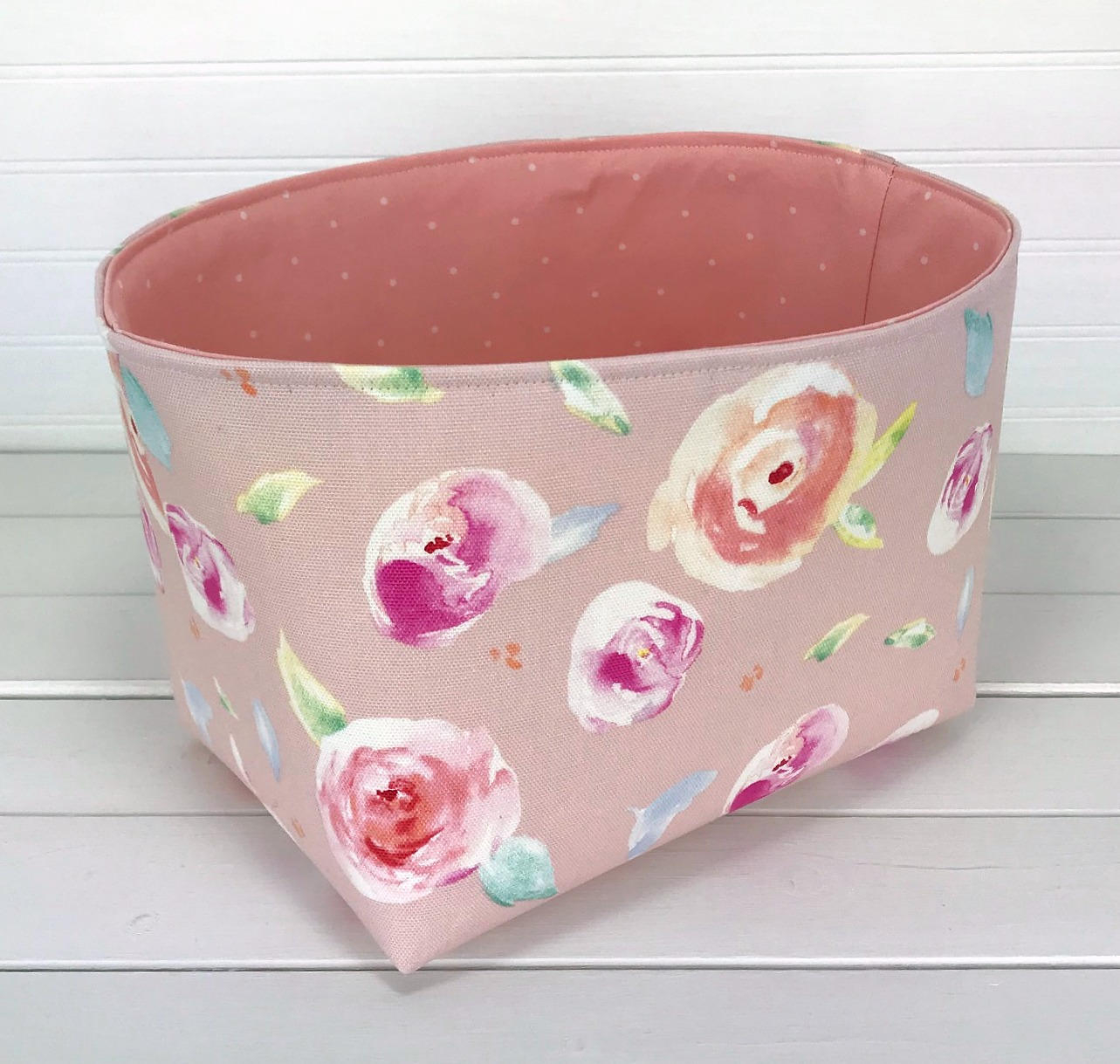 Watercolor Floral Storage Basket Fabric Bin Ba Girl Nursery Etsy pertaining to size 1283 X 1219