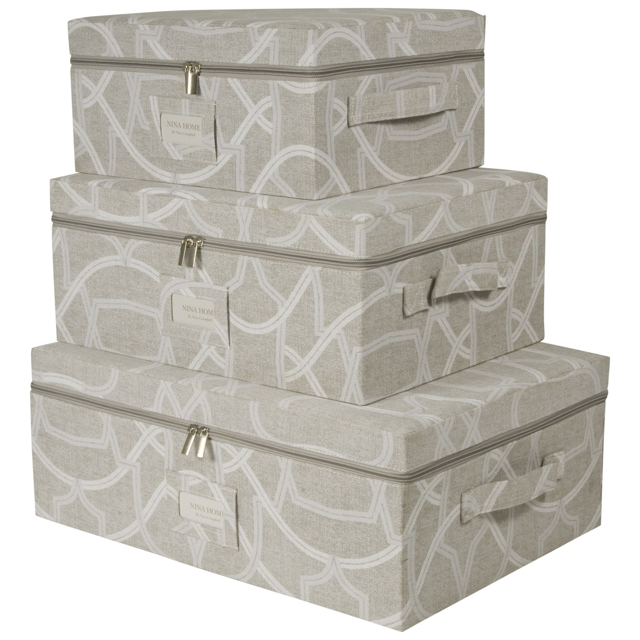 Waverly Storage Bins With Zipper Cover Set Of 3 Beige Products intended for proportions 2048 X 2048