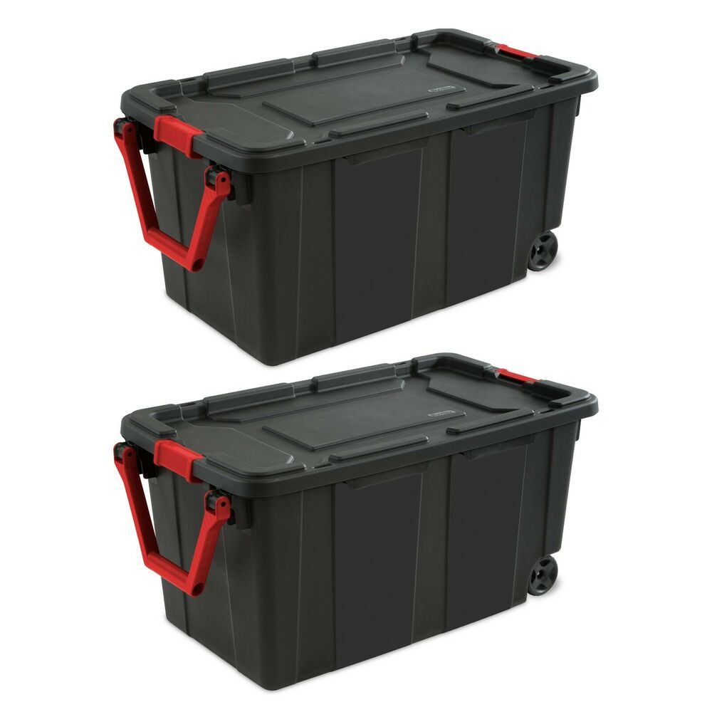 Wheeled Tote Plastic Storage Container Bin Organizer With Lid within size 1000 X 1000