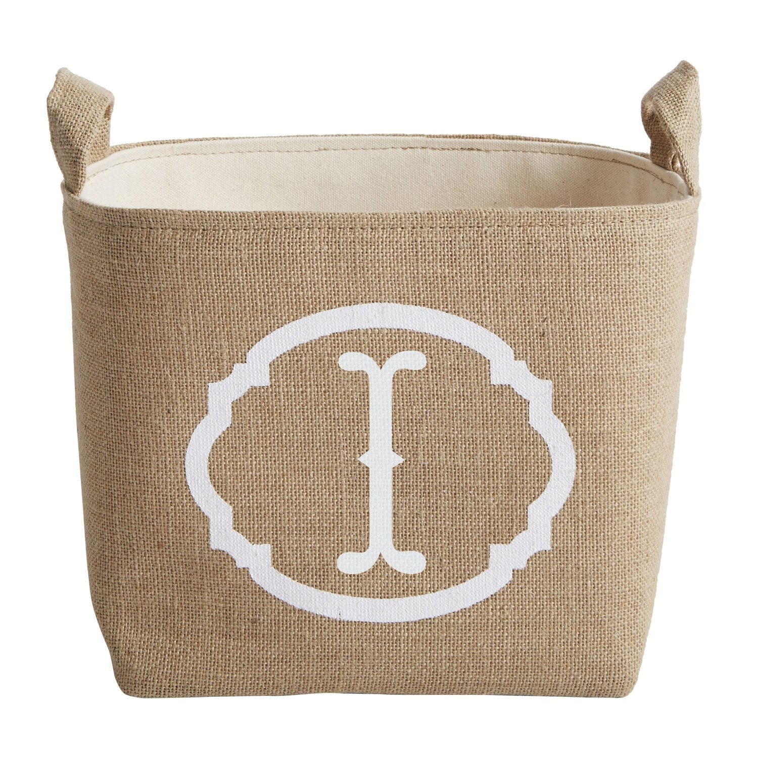 White Monogram Burlap Storage Bin Reviews Joss Main in measurements 1500 X 1500