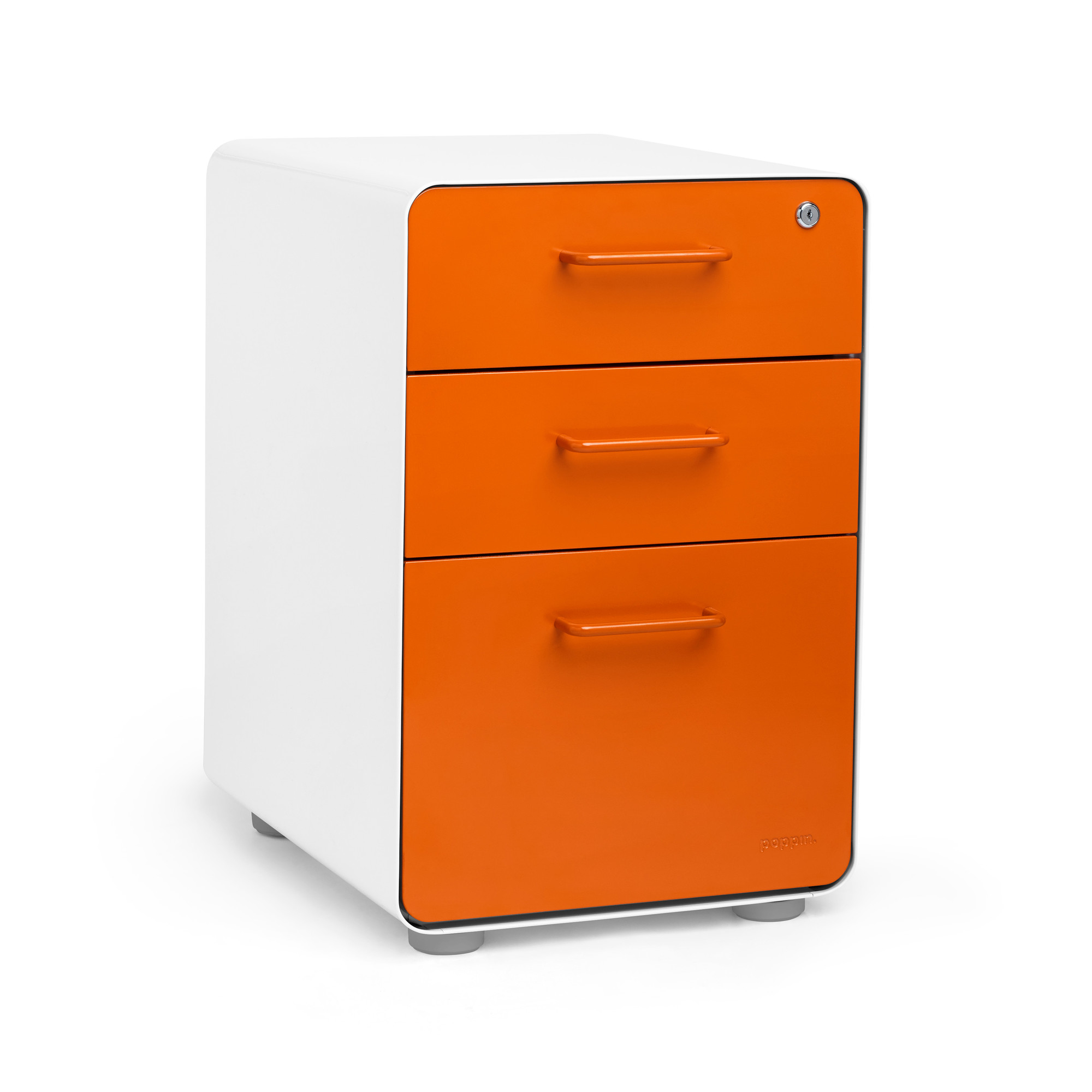 White Orange Stow 3 Drawer File Cabinet Poppin inside dimensions 2000 X 2000