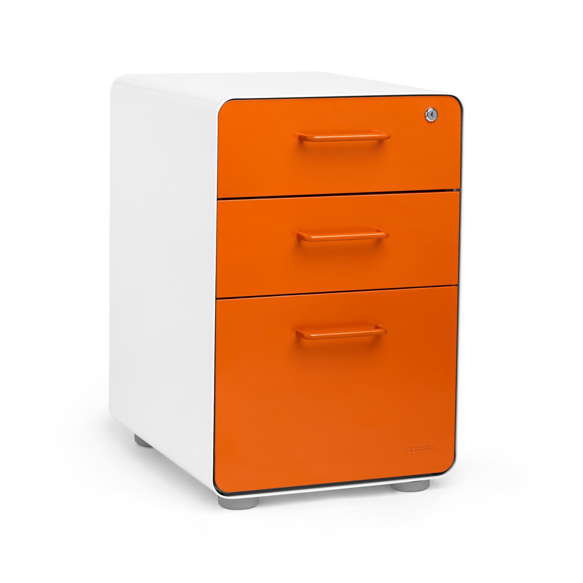 White Orange Stow 3 Drawer File Cabinet Poppin regarding measurements 2000 X 2000