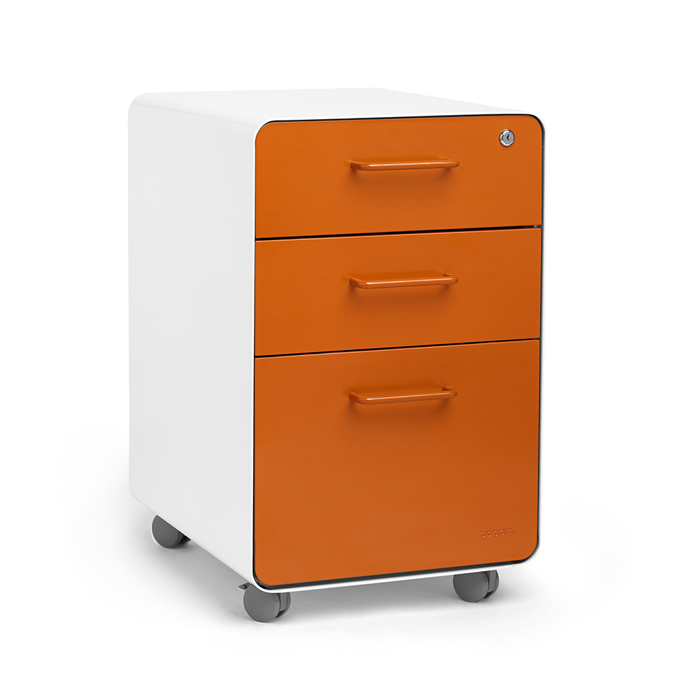 White Orange Stow 3 Drawer File Cabinet Rolling Poppin for dimensions 1000 X 1000