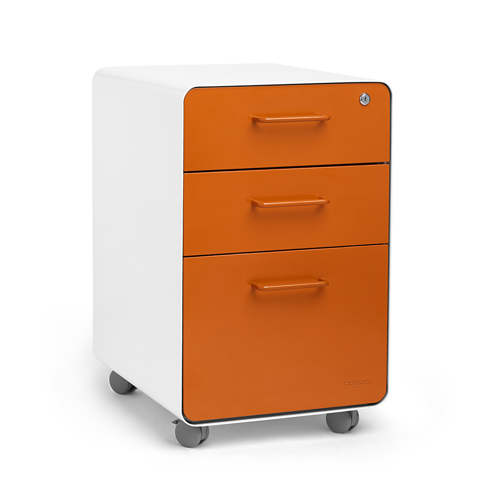 White Orange Stow 3 Drawer File Cabinet Rolling Poppin throughout measurements 1000 X 1000