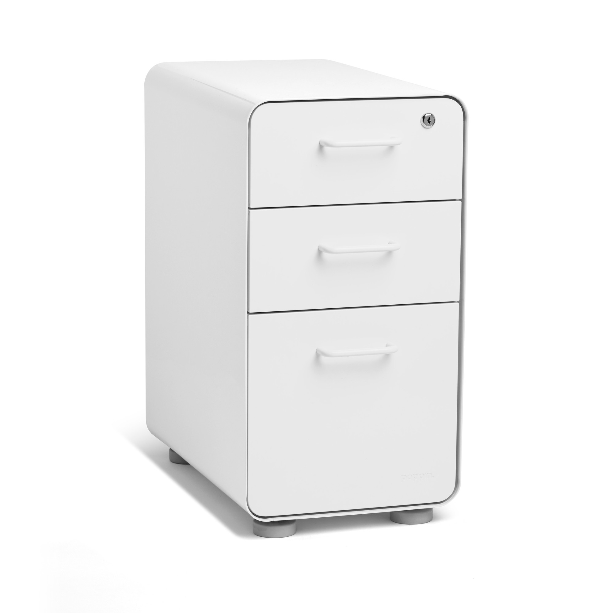 White Slim Stow 3 Drawer File Cabinet File Cabinets Poppin for measurements 2000 X 2000