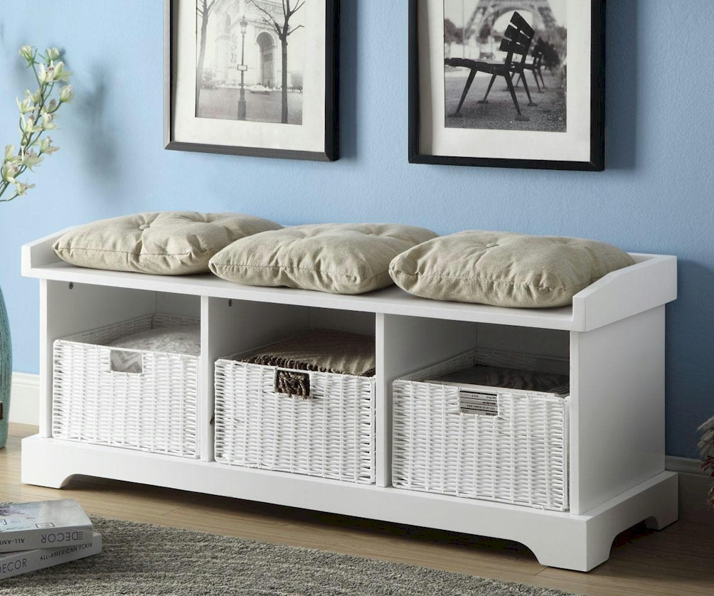 White Wood Storage Bench Practical And Doubled Functional Storage throughout sizing 1004 X 838