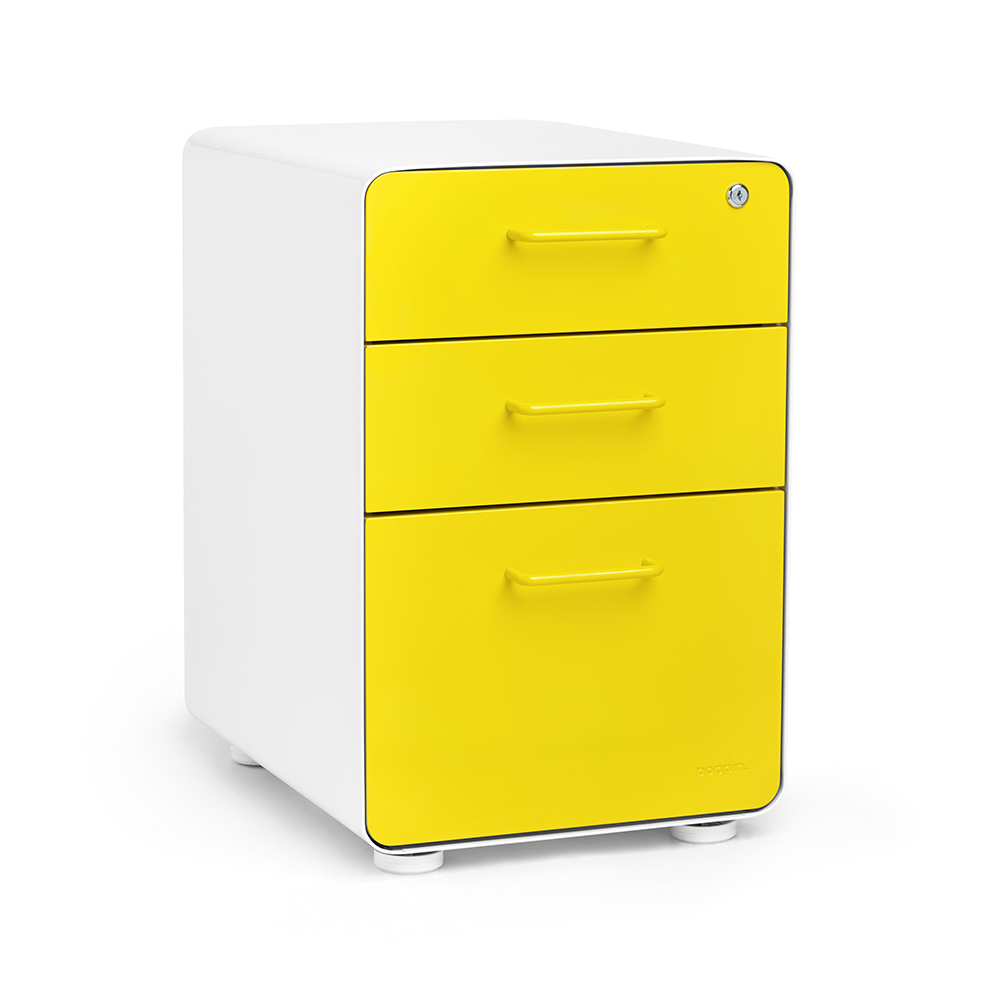 White Yellow Stow 3 Drawer File Cabinet Poppin throughout proportions 1000 X 1000