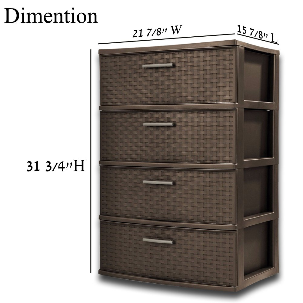 Wicker File Cabinet 4 Drawer Wide Weave Tower Stylish Weave Pattern in measurements 1000 X 1000