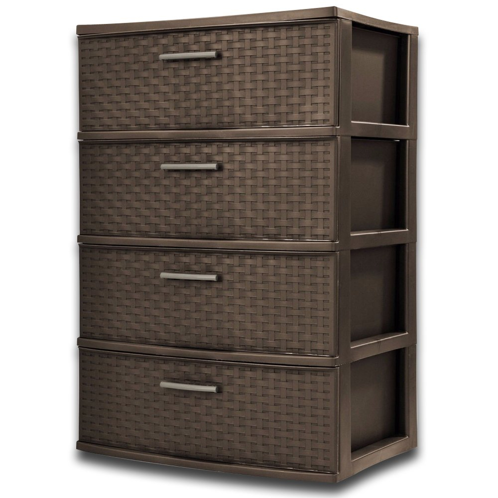 Wicker File Cabinet 4 Drawer Wide Weave Tower Stylish Weave Pattern with regard to size 1000 X 1000