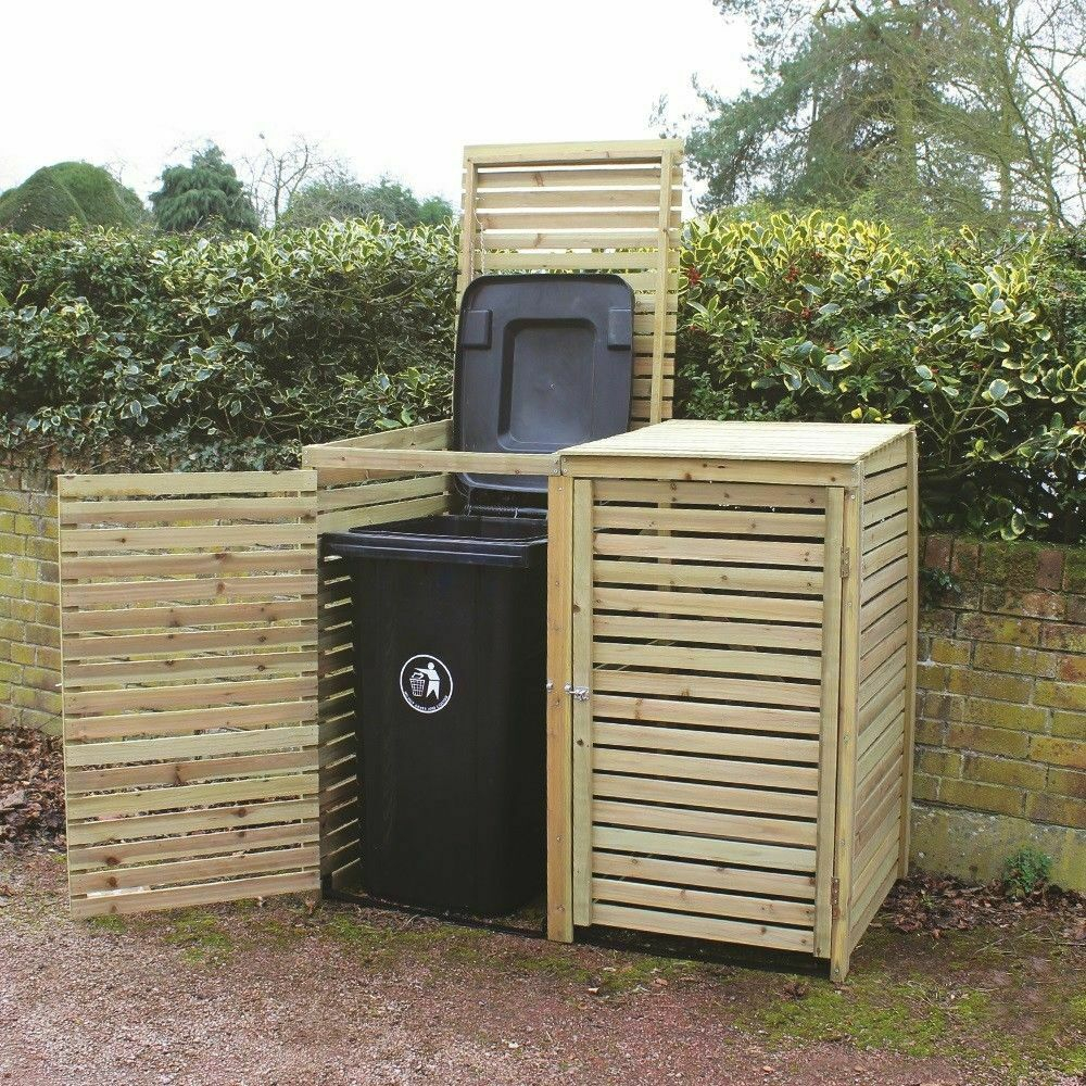 Wido Wooden Garden Wheelie Bin Storage Double Door Lifting Lid pertaining to size 1000 X 1000