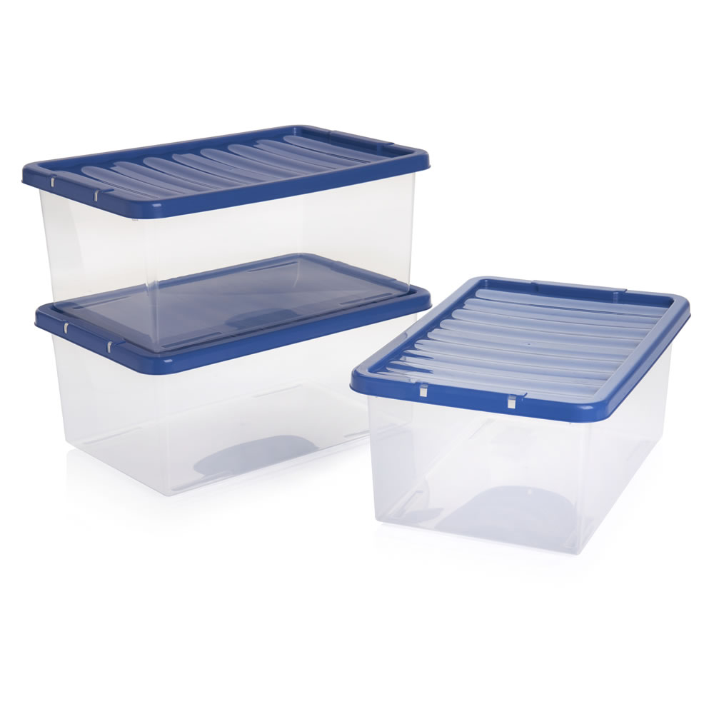 Wilko 12l Storage Box With Blue Lid 3 Pack Wilko in size 1000 X 1000