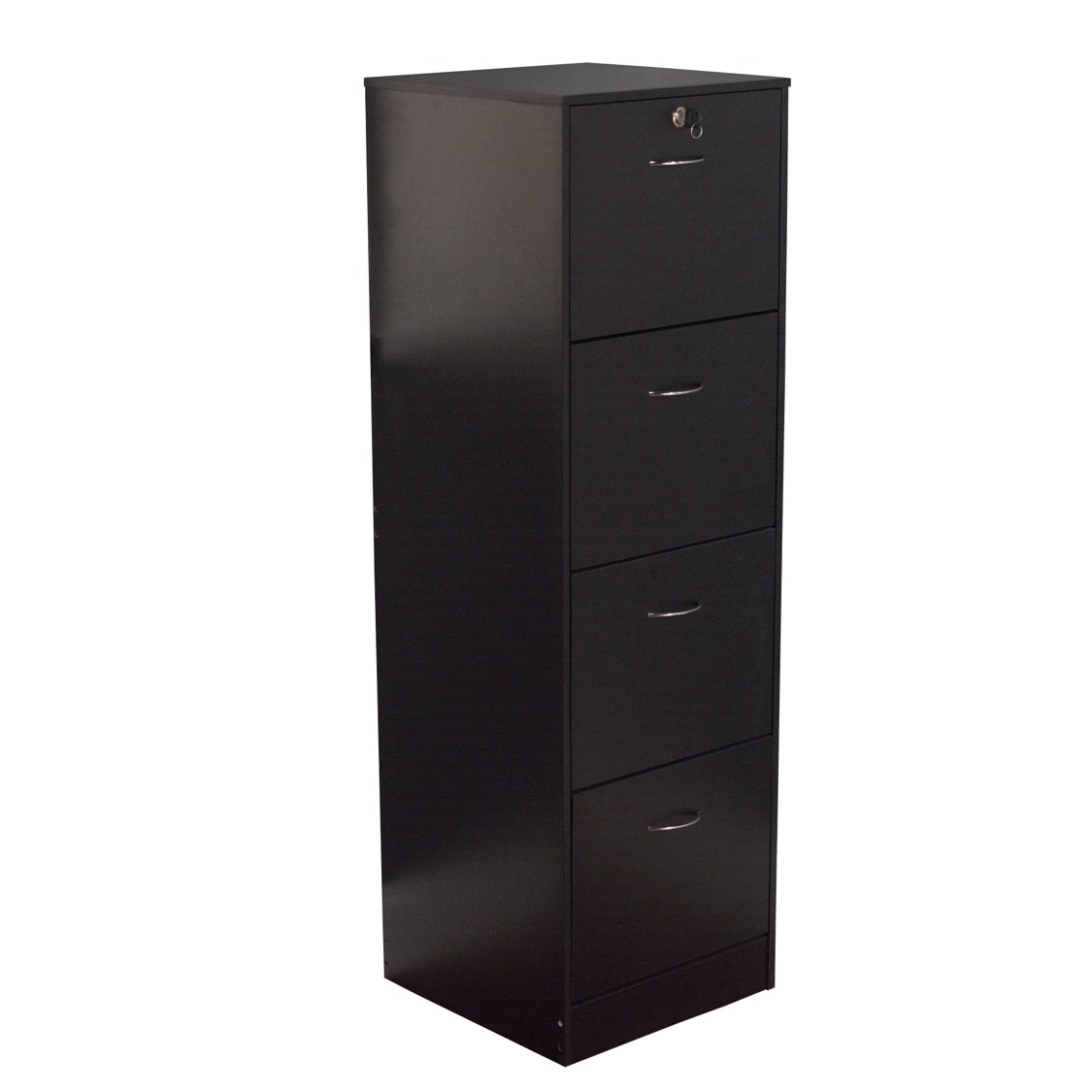 Wilson 4 Drawer Wood Vertical Lockable Filing Cabinet Black throughout measurements 1125 X 1125