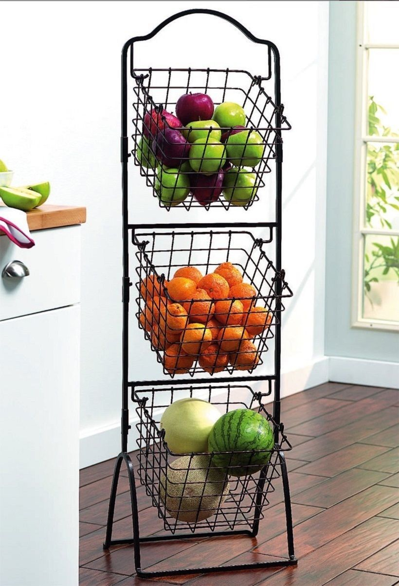 Wire Storage Basket Bins Shelving 3 Tier Rack Organizer Fruit Stand in dimensions 820 X 1205