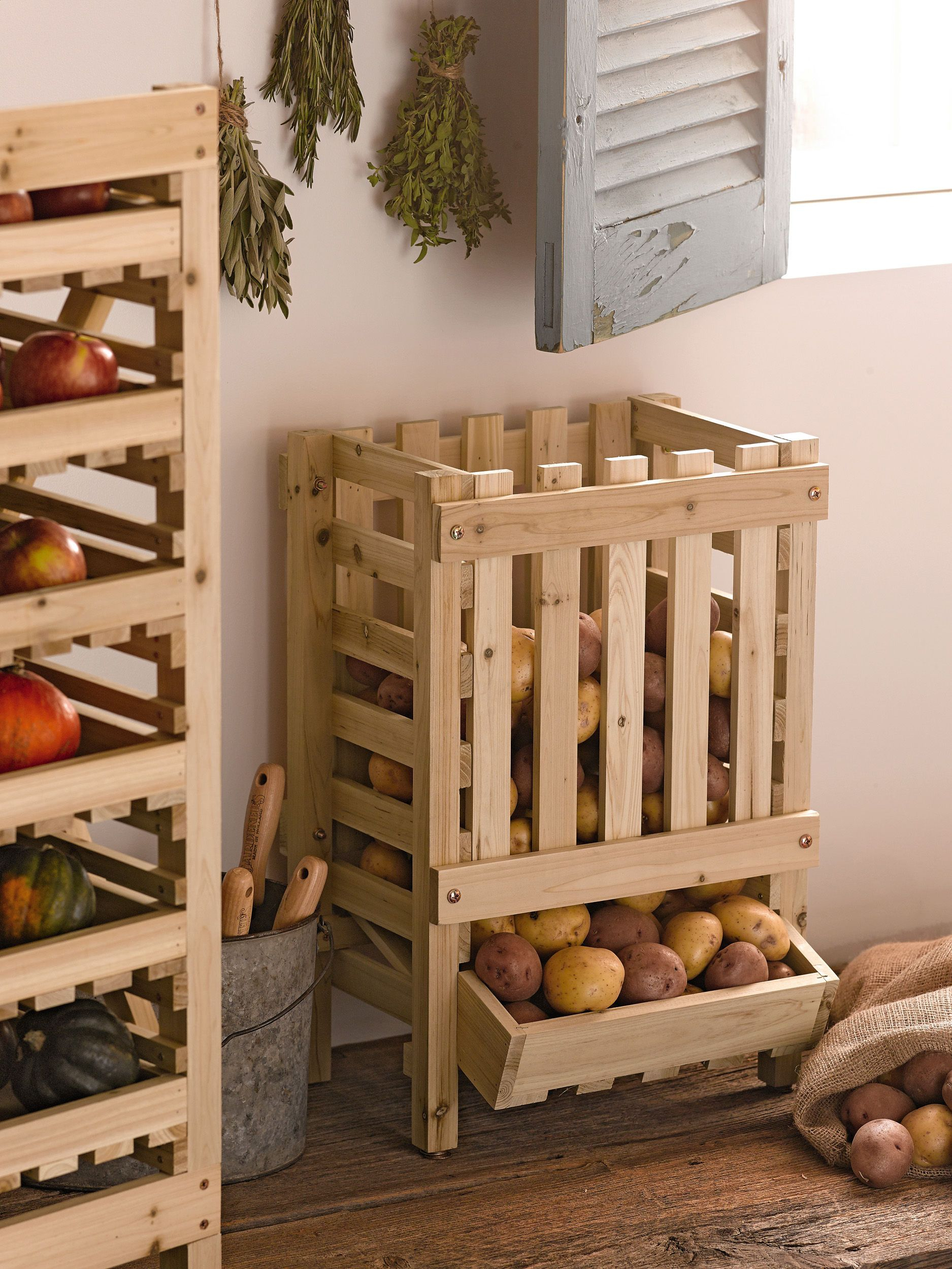 Wood Potato Bin Wood Potato Storage Bin Gardeners Supply regarding proportions 1875 X 2500