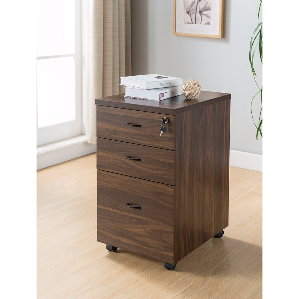 Wooden File Cabinet With Three Drawers Dark Brown Walmart in sizing 1000 X 1000