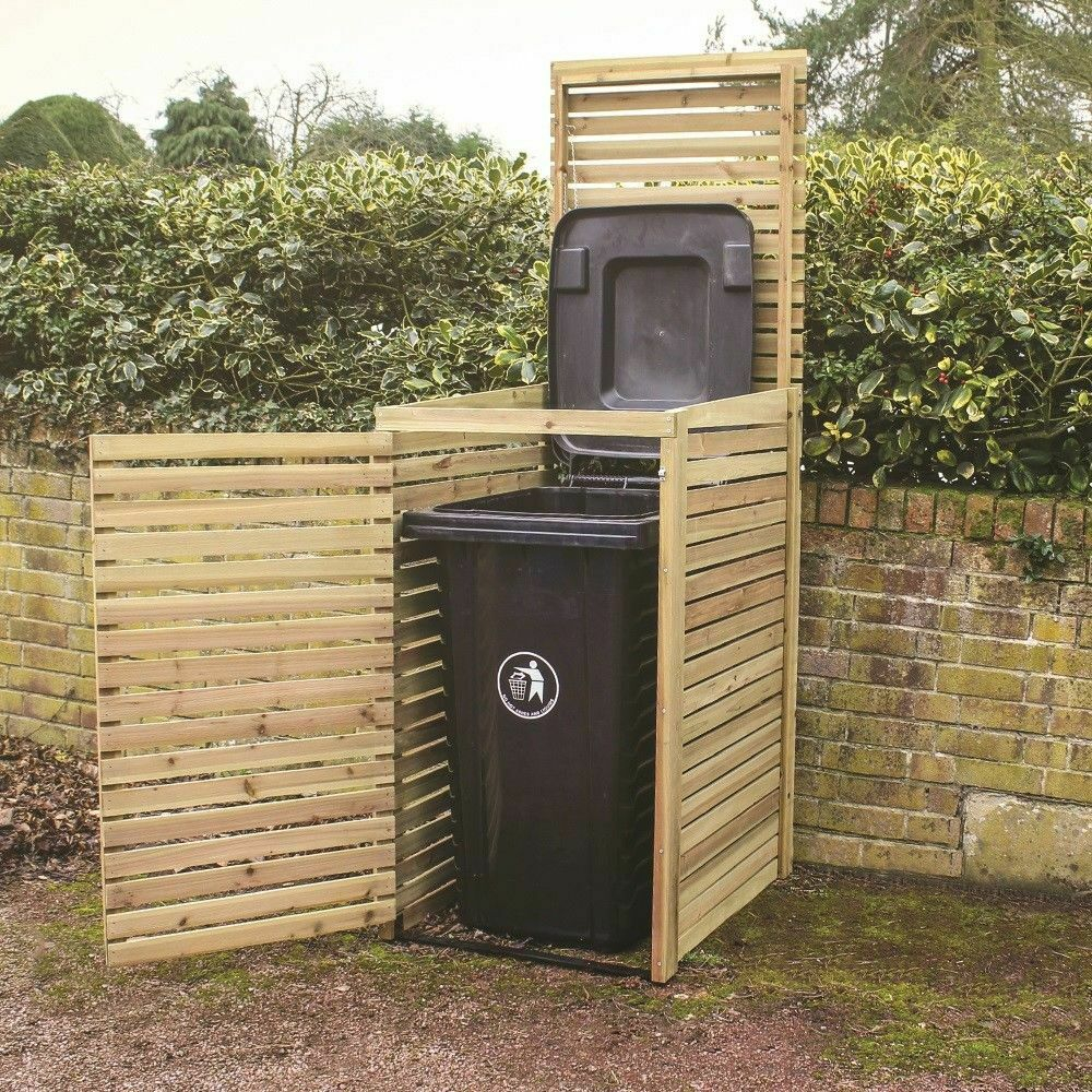 Wooden Garden Wheelie Bin Storage Single Door Lifting Lid Outdoor for sizing 1000 X 1000