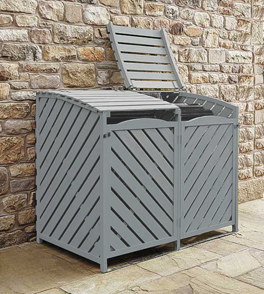 Wooden Wheelie Bin Storage Grey for sizing 898 X 1000