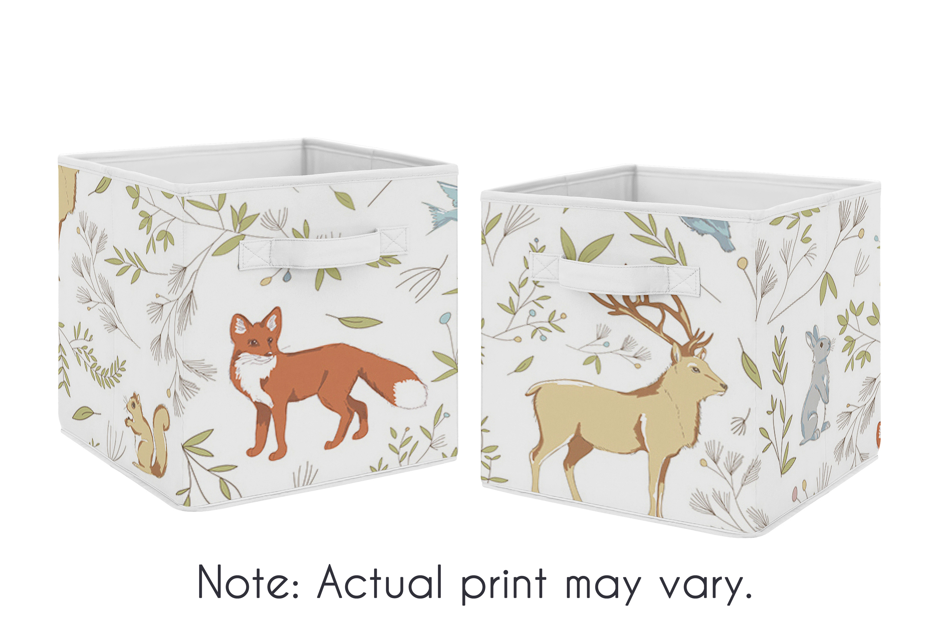 Woodland Animal Toile Foldable Fabric Storage Cube Bins Boxes Kid in size 3000 X 2000