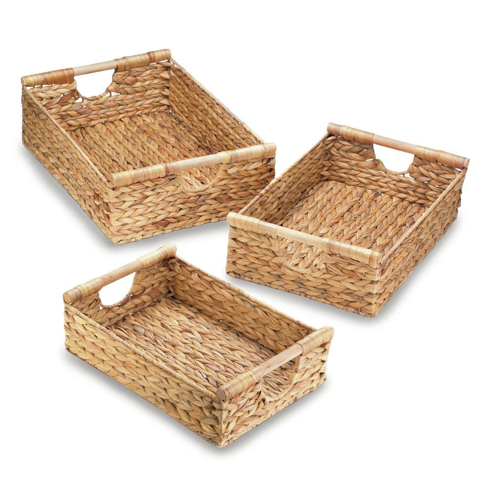 Woven Storage Baskets With Handle Organizer Baskets Straw Set Of pertaining to sizing 1000 X 1000
