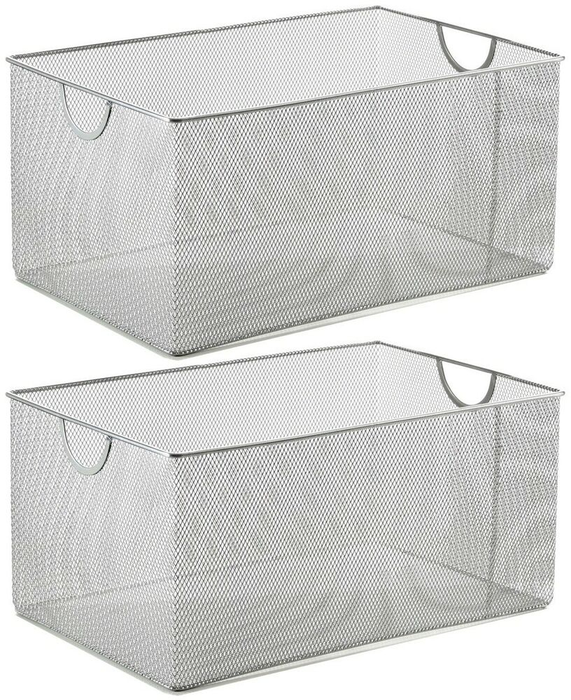 Ybm Home Silver Mesh Open Bin Storage Basket Organizer Sold Per 2 in measurements 816 X 1000