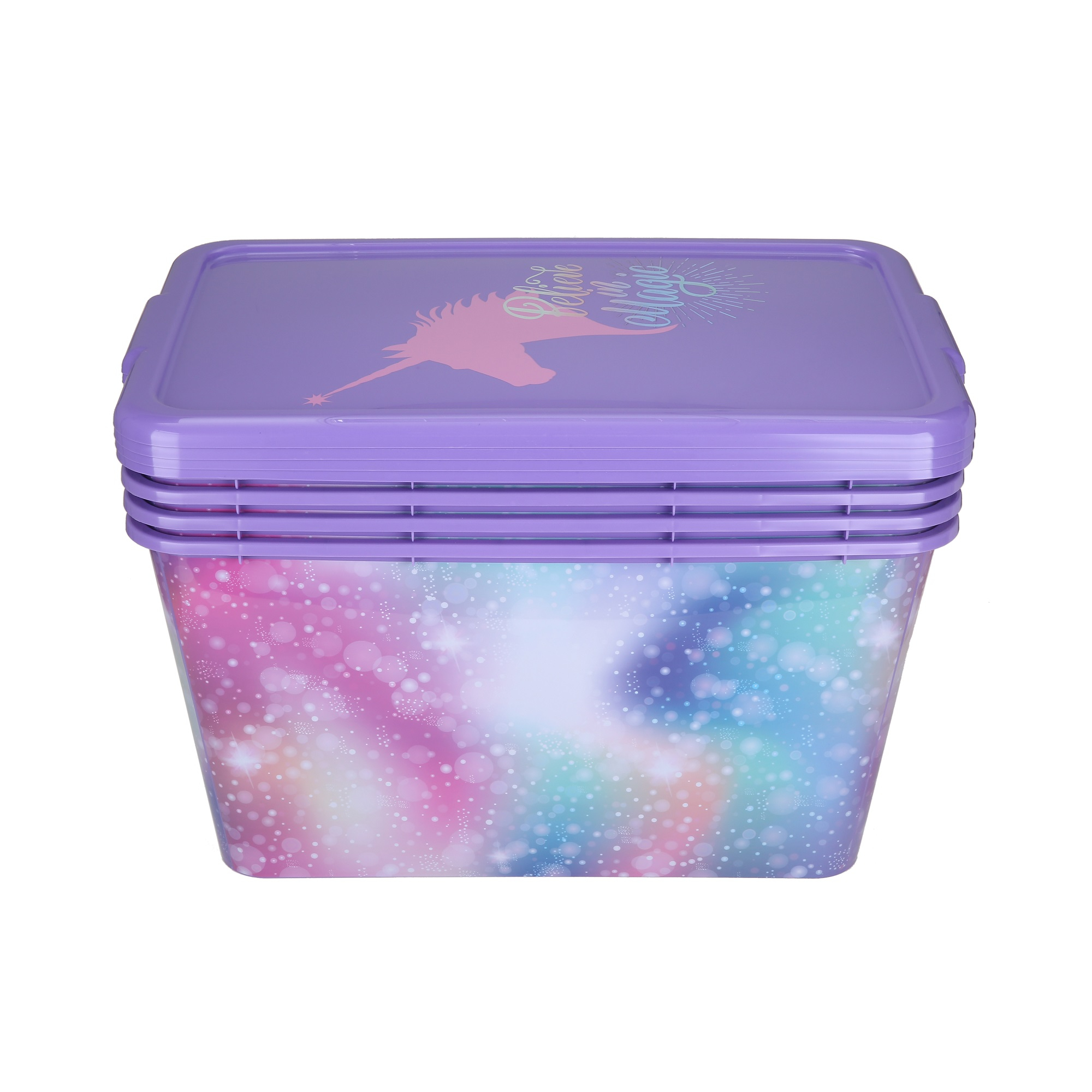 Your Zone 4pk Tote Box 14 Gallon Storage Bin Unicorn Walmart inside dimensions 2000 X 2000