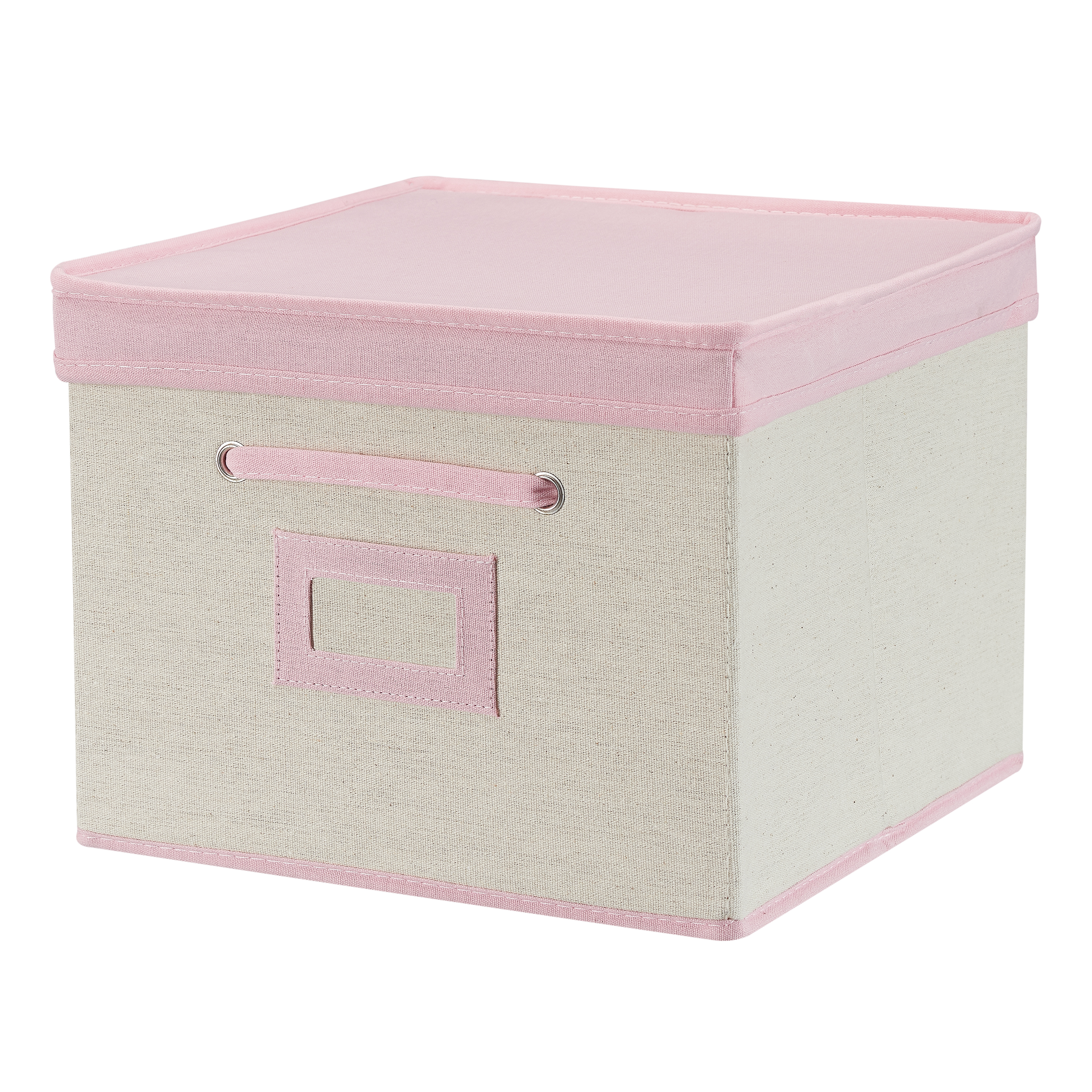 Your Zone Kids Canvas Storage Bin With Lid 12 X 12 Pink with regard to dimensions 3000 X 3000