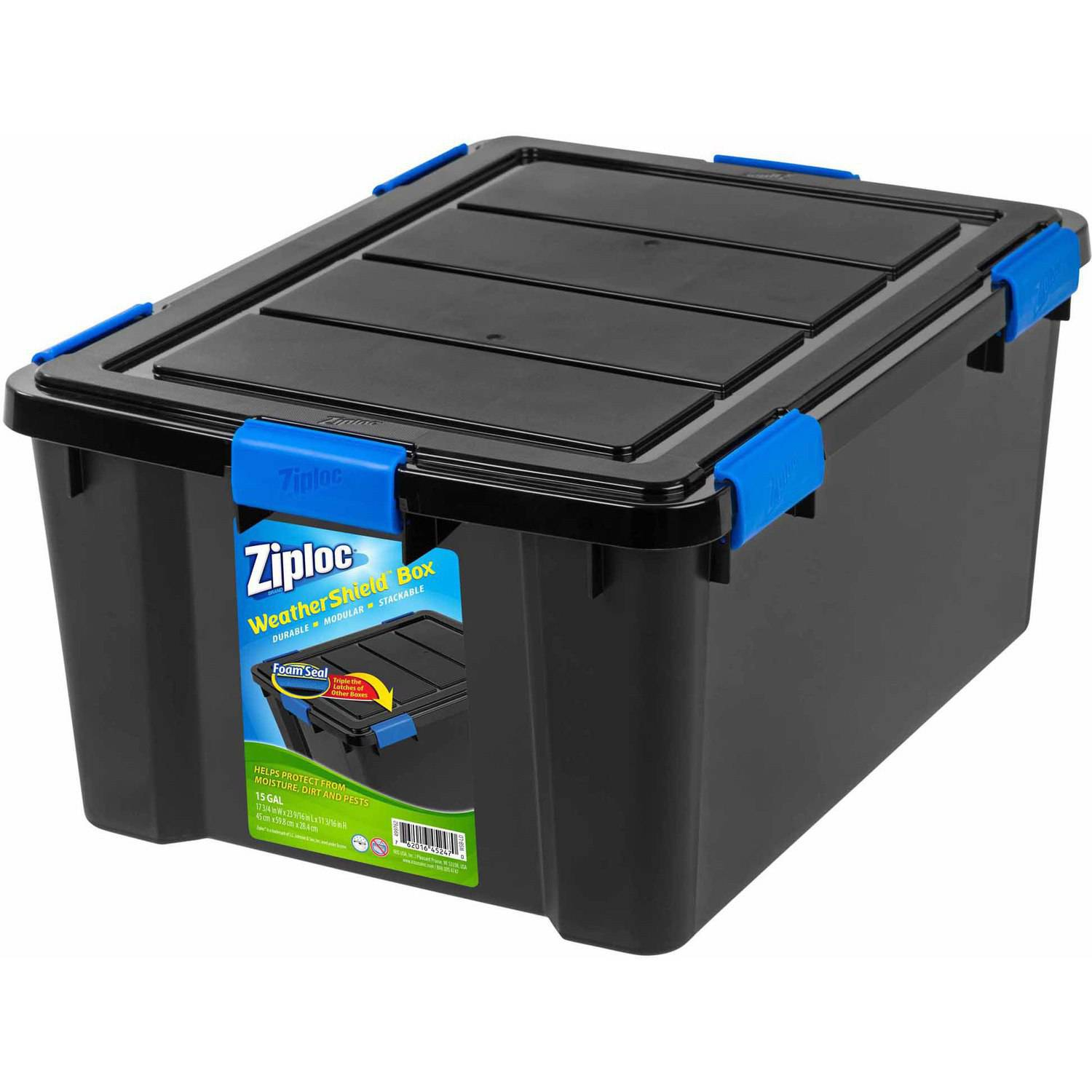 Ziploc 60 Qt Weathershield Storage Box Black Walmart with sizing 1500 X 1500