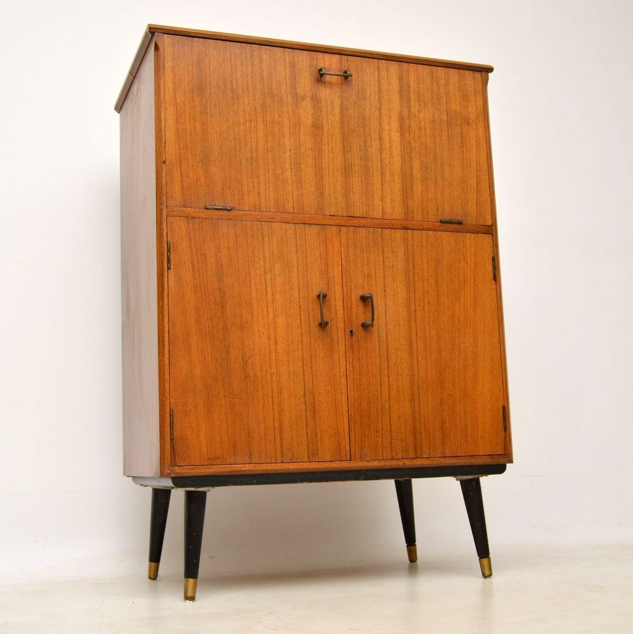 1950s Vintage Walnut Drinks Cabinet Retrospective intended for dimensions 1305 X 1306