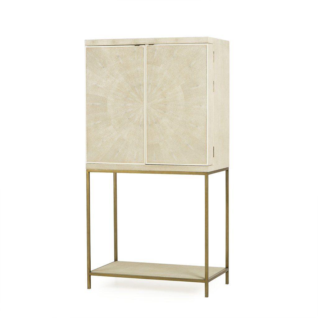 2 Door Bar Cabinet Wrapped In Cream Colored Faux Shagreen In with regard to dimensions 1024 X 1024