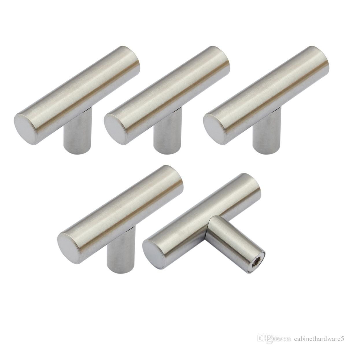 2019 Brushed Nickel Cabinet Pull Knobs T Bar Single Hole Round Tube 2 Inch Length Modern Furniture Hardware Kitchen Drawer Door Handles From with size 1200 X 1200