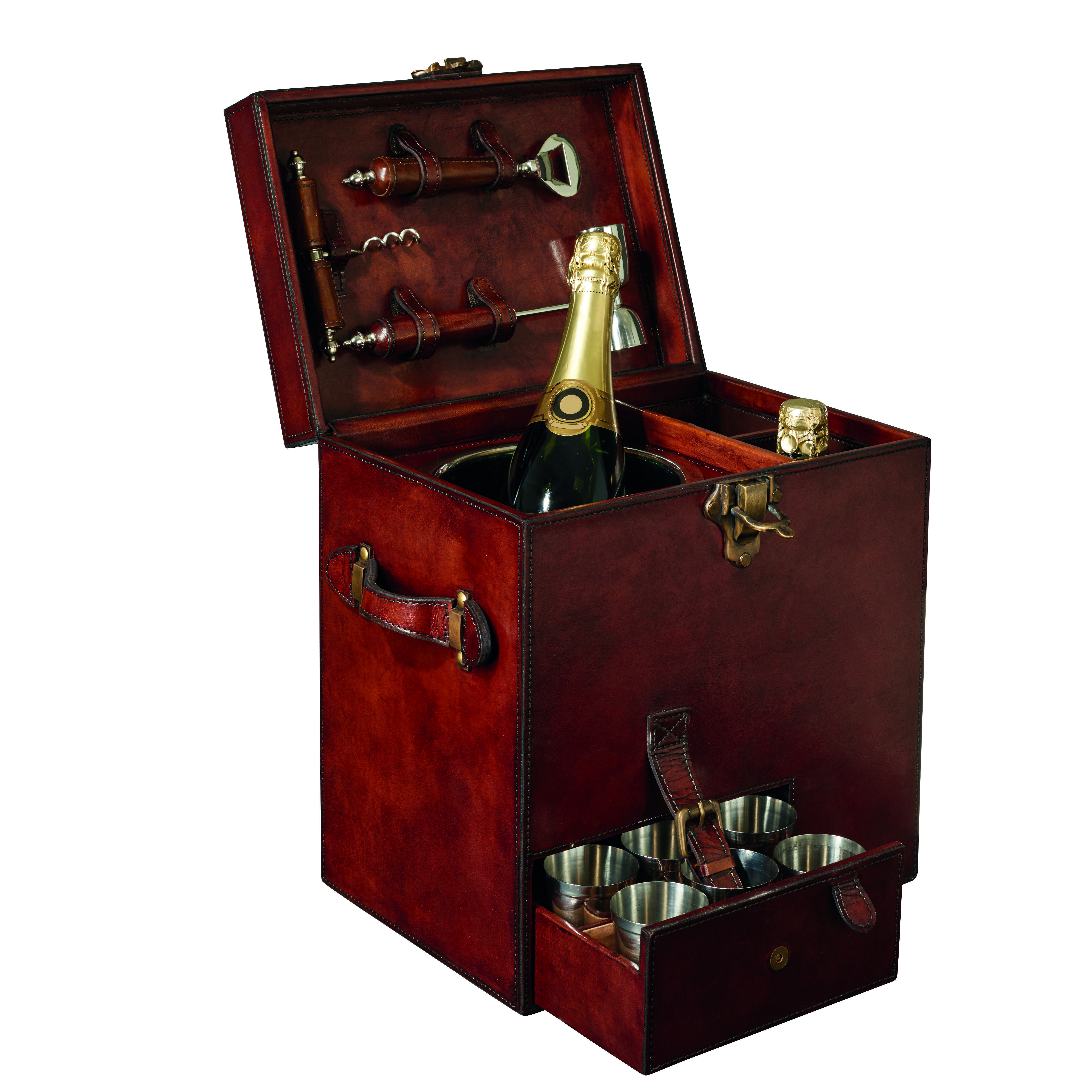 A Portable Vintage Leather Mini Bar Equipped With All Your within size 5363 X 5363