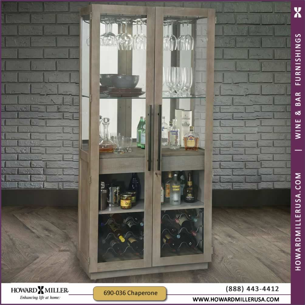 Aged Grey Hardwood Contemporary Wine Bar Cabinet 690036 Howard Miller intended for size 1004 X 1004