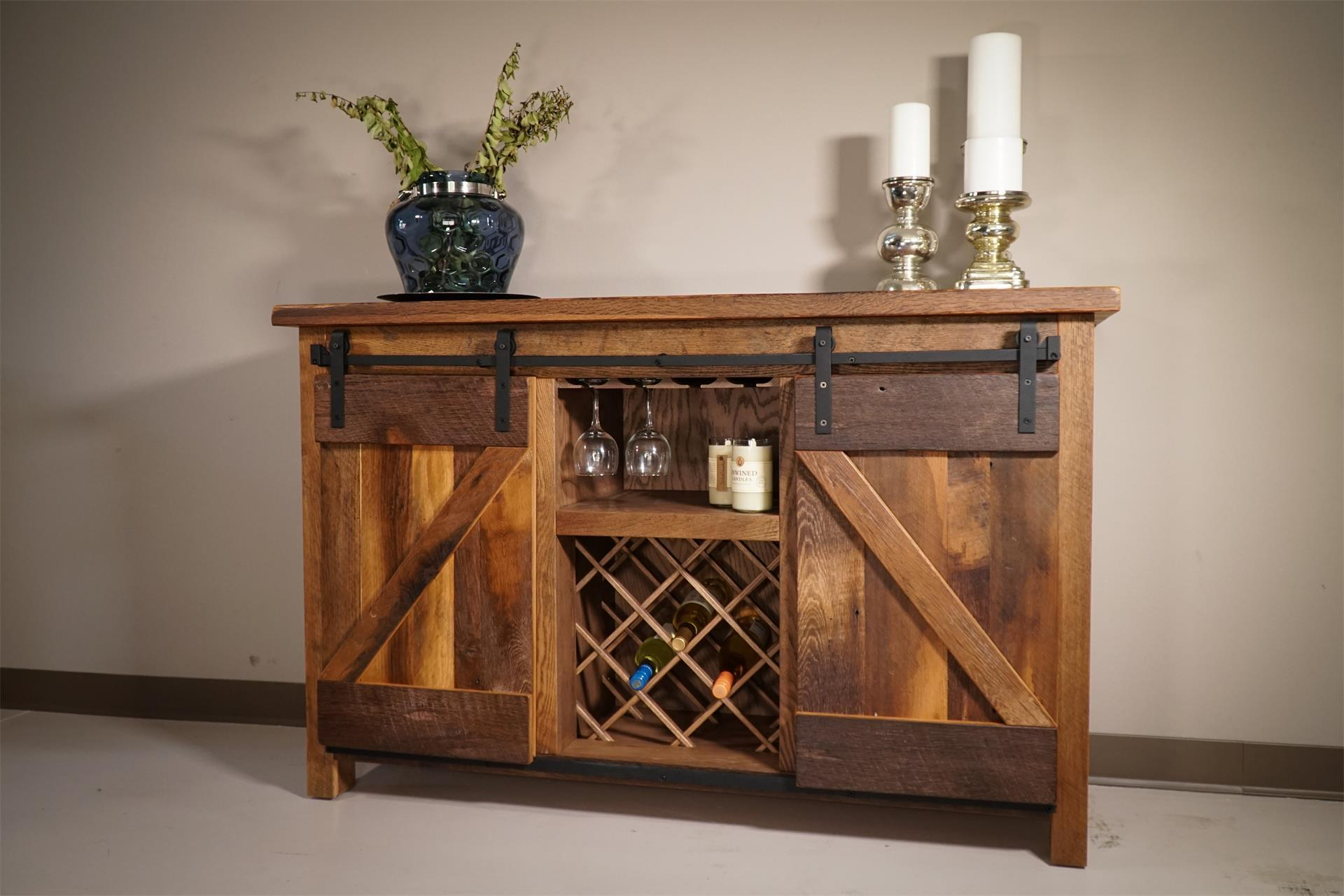 Amish Reclaimed Oak Wood Sliding Barn Door Buffet with regard to dimensions 1920 X 1280